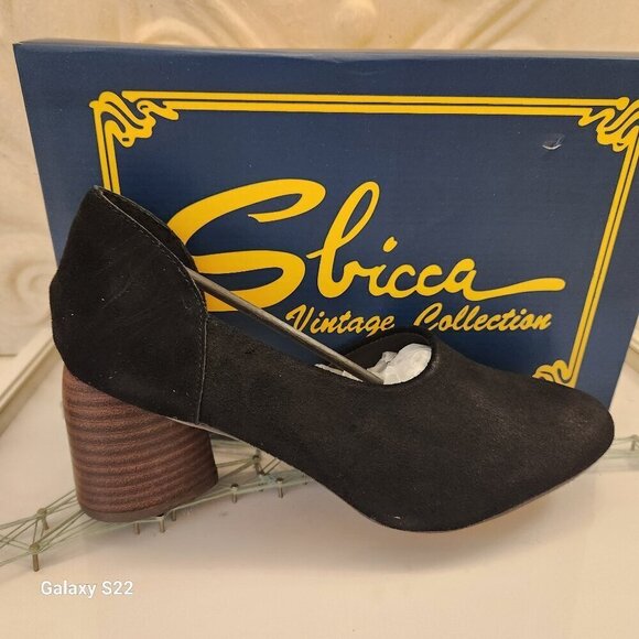NWT Sbicca Volin Mule Black Teardrop Stacked Heel Suede Leather. Various - Picture 1 of 14